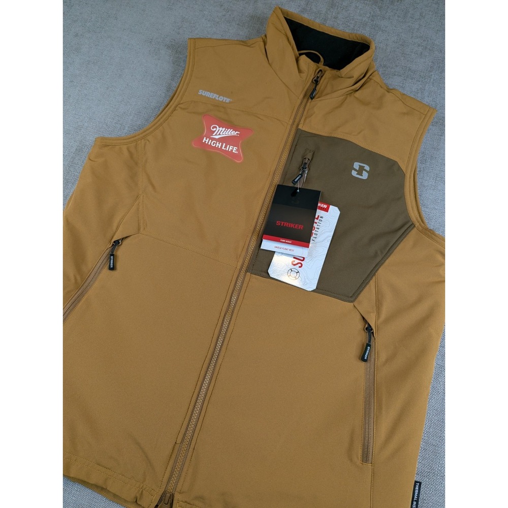 Striker Vest Men L Brown Lightweight Insulated Shield Float Puffer Sureflote NWT